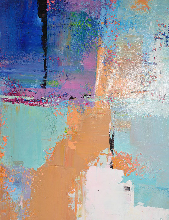 Hand Paint Abstract Painting,Vertical Palette Knife Contemporary Art,Big Art Canvas,White,Earthy Yellow,Blue,Black,Lake Blue.etc